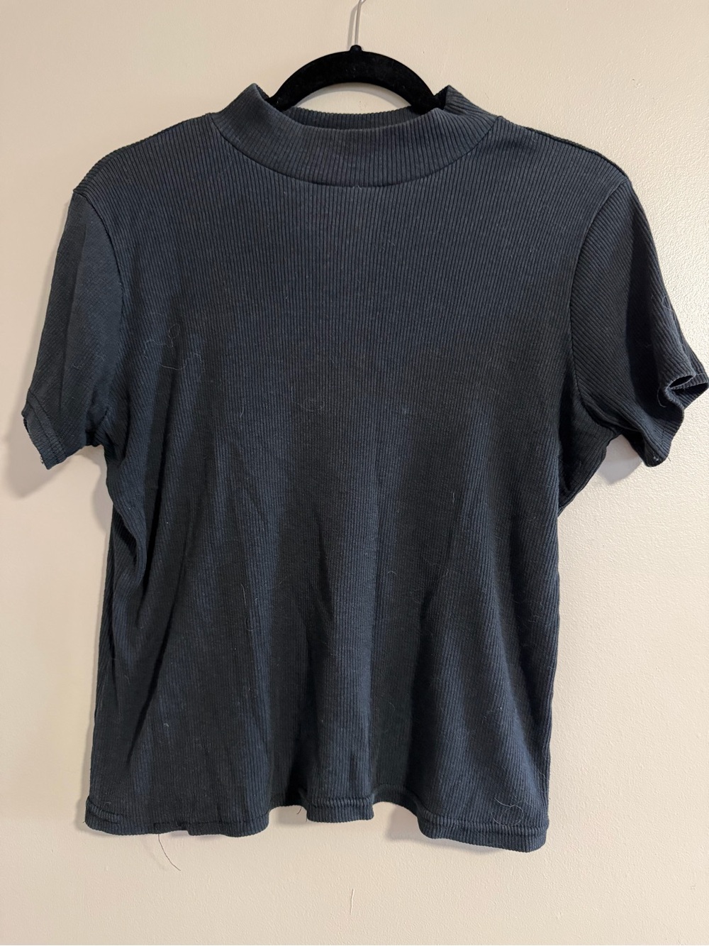 Savannah Black Ribbed Mock Neck Top